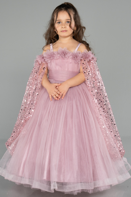 Long Powder Color Kid Wedding Dress ABG179