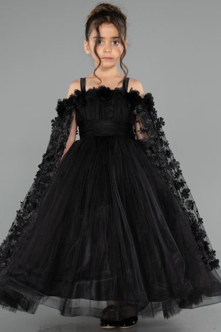 Long Black Kid Wedding Dress ABG179
