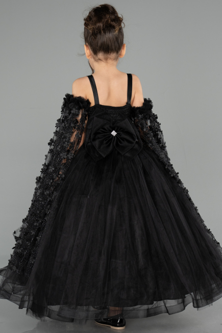 Long Black Kid Wedding Dress ABG179