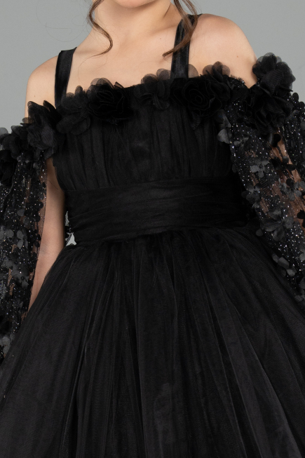 Long Black Kid Wedding Dress ABG179