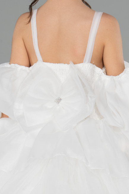 Long White Kid Wedding Dress ABG181