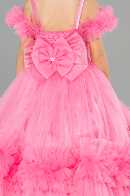 Long Pink Kid Wedding Dress ABG183