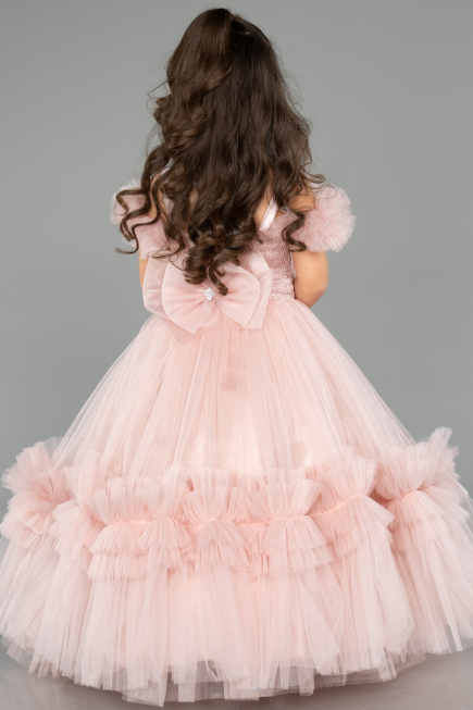 Long Powder Color Kid Wedding Dress ABG183