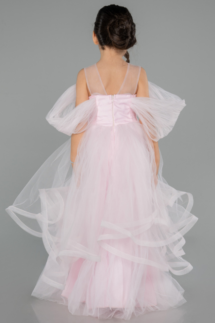 Front Short Back Long Powder Color Girl Dress ABO127