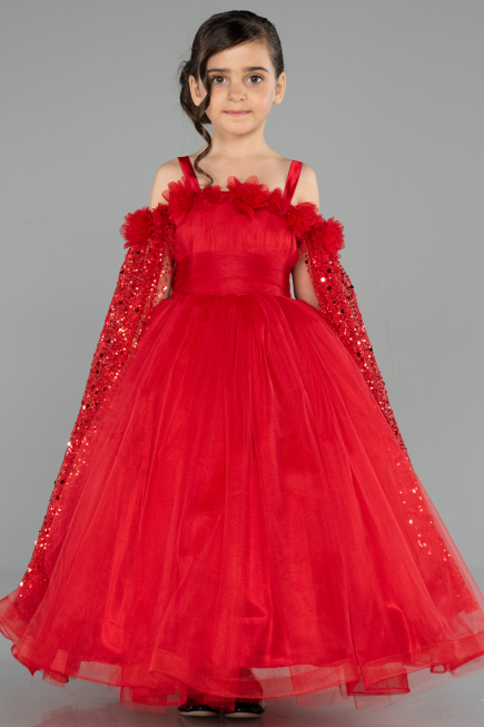 Long Red Kid Wedding Dress ABG179