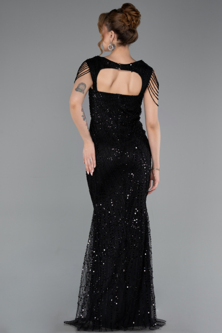 Long Black Beaded Evening Dress ABU5914