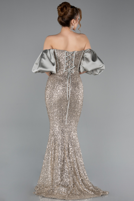 Mint Strapless Sleeve Accessories Long Scaly Evening Gown ABU4308