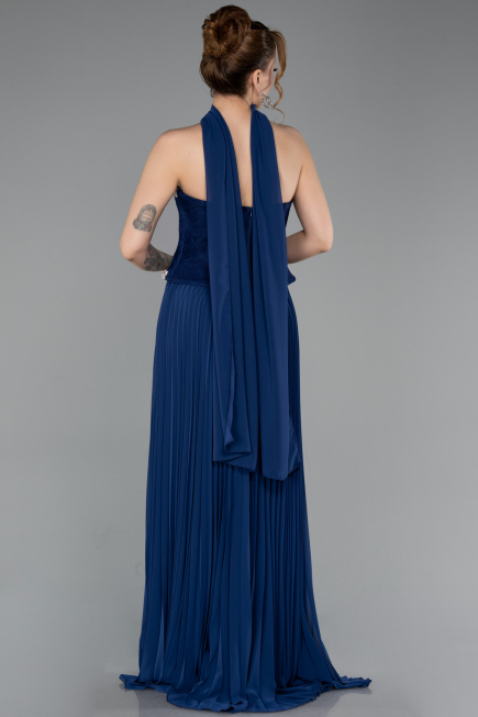 Long Navy Blue Chiffon Evening Dress ABU5917