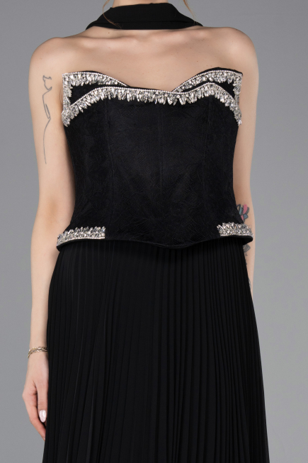 Long Black Chiffon Evening Dress ABU5917