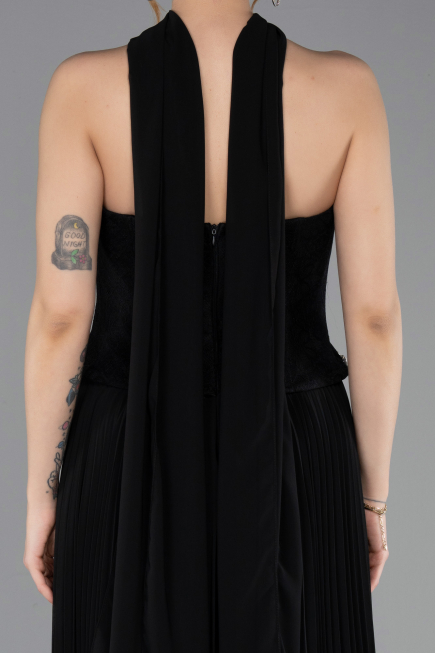 Long Black Chiffon Evening Dress ABU5917