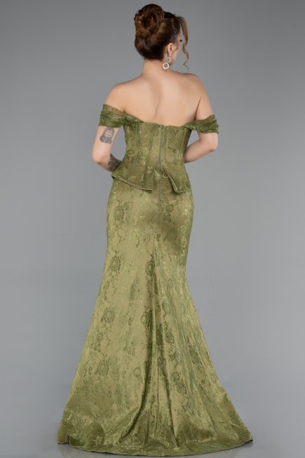 Long Olive Drab Dantelle Evening Dress ABU5609