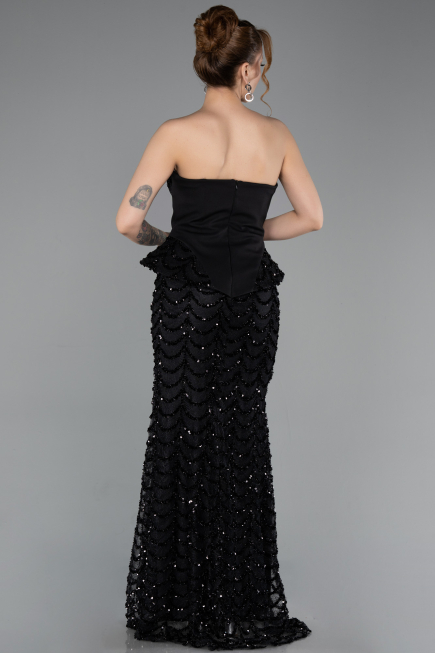 Long Black Scaly Evening Dress ABU5919