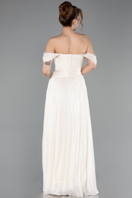 Long Beige Chiffon Prom Gown ABU5920