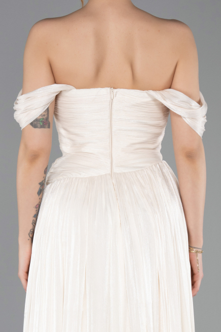 Long Beige Chiffon Prom Gown ABU5920