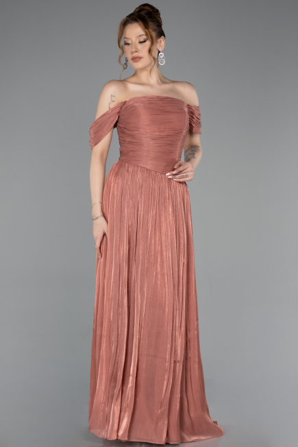 Long Light Brown Chiffon Prom Gown ABU5920