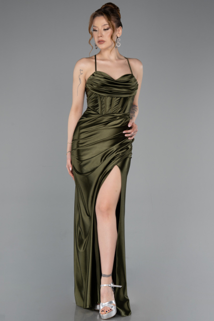 Dark Khaki Long Prom Gown ABU3247