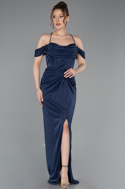 Long Navy Blue Prom Gown ABU5925