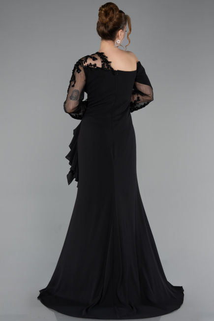 Long Black Chiffon Formal Plus Size Dress ABU5895