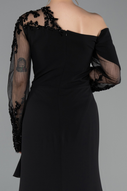 Long Black Chiffon Formal Plus Size Dress ABU5895