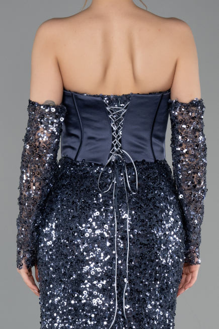 Long Anthracite Scaly Mermaid Evening Gown ABU5927