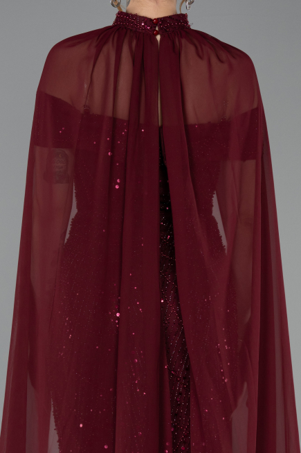 Long Burgundy Beaded Evening Dress ABU5915