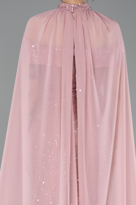 Long Powder Color Beaded Evening Dress ABU5915