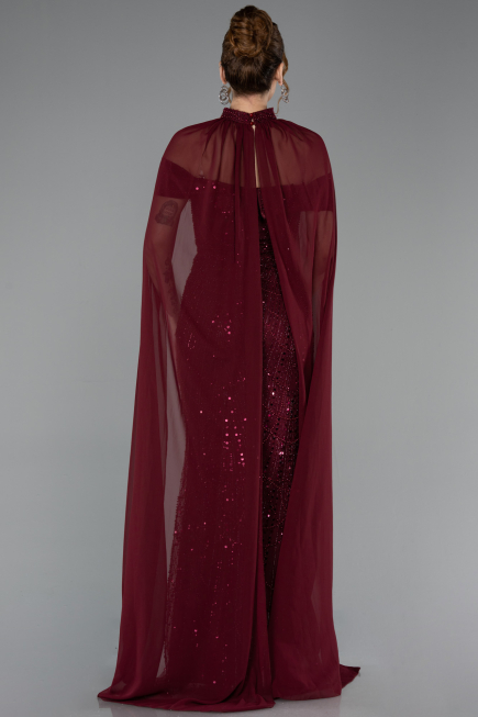 Long Burgundy Beaded Evening Dress ABU5915
