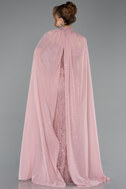 Long Powder Color Beaded Evening Dress ABU5915