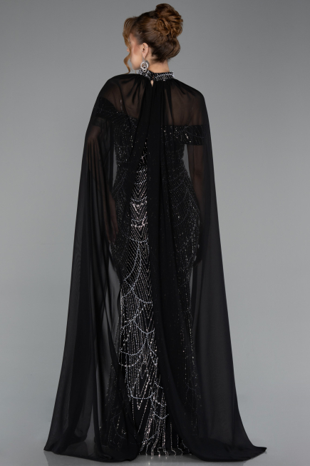 Long Black Beaded Evening Dress ABU5915