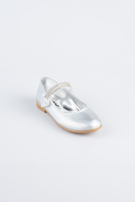 Silver Patterned Flat Shoe ORS3101