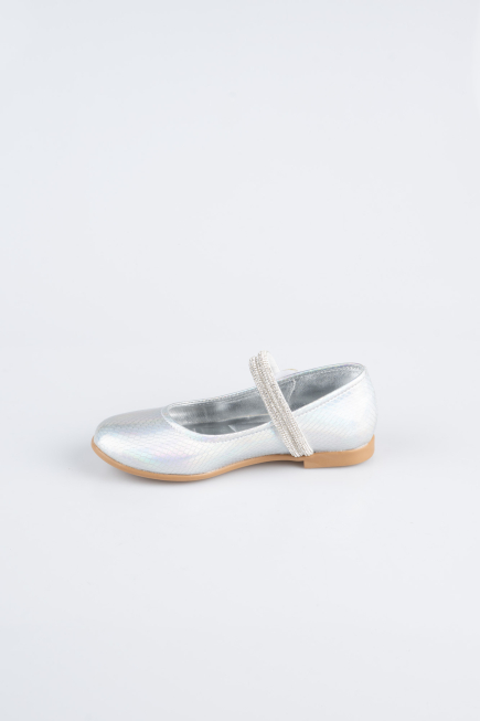 Silver Patterned Flat Shoe ORS3101