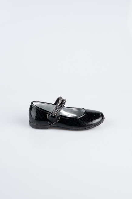 Black Patterned Flat Shoe ORS3101
