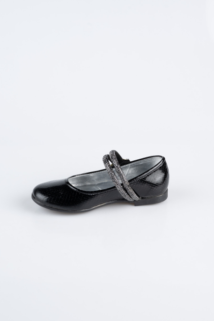 Black Patterned Flat Shoe ORS3101
