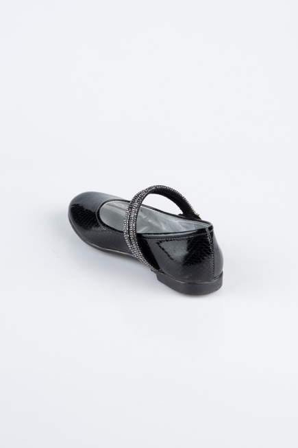 Black Patterned Flat Shoe ORS3101