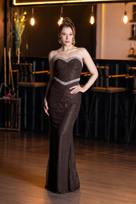 Long Brown Dantelle Mermaid Prom Dress ABU5921