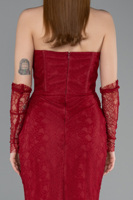 Long Burgundy Dantelle Mermaid Prom Dress ABU5933
