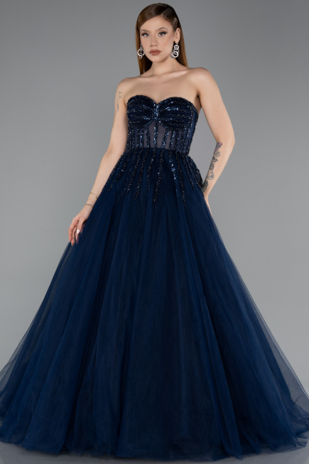 Long Navy Blue Evening Dress ABU5935