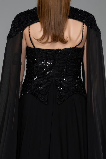 Long Black Chiffon Evening Dress ABU5931