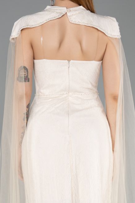 Long Beige Dantelle Evening Dress ABU5941