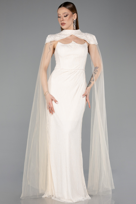Long Beige Dantelle Evening Dress ABU5941