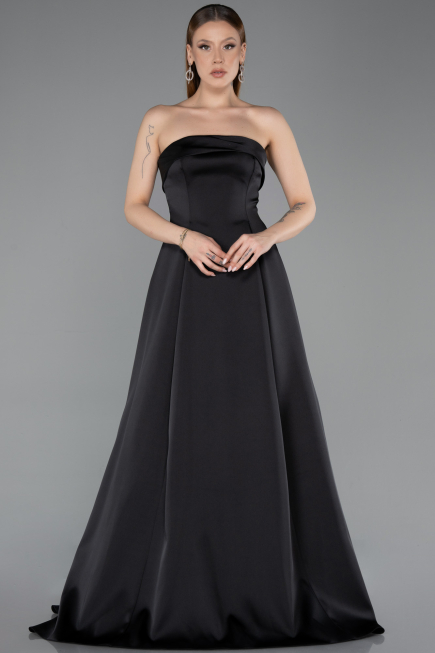 Long Black Satin Evening Dress ABU5932