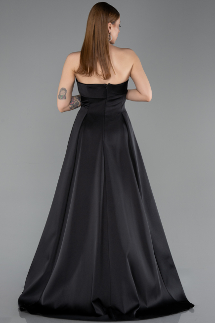 Long Black Satin Evening Dress ABU5932