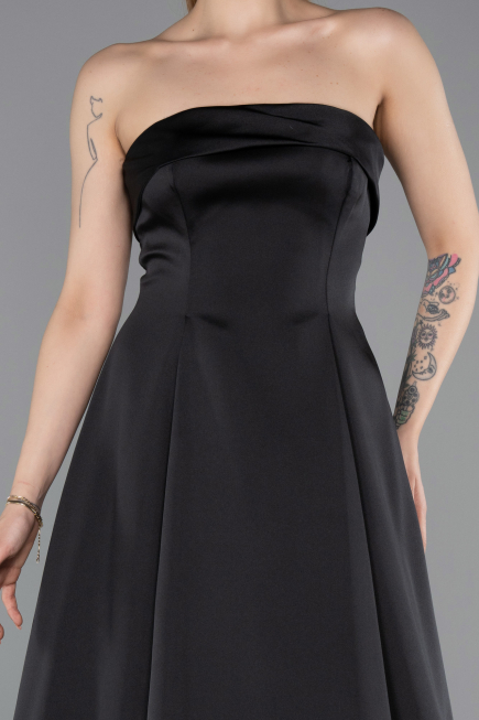 Long Black Satin Evening Dress ABU5932