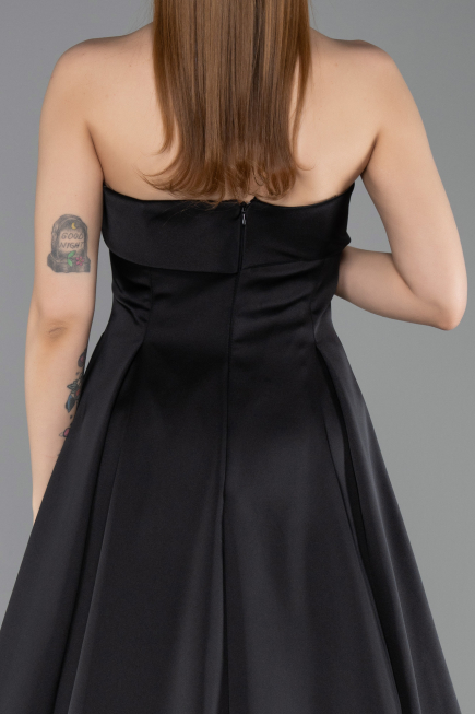 Long Black Satin Evening Dress ABU5932
