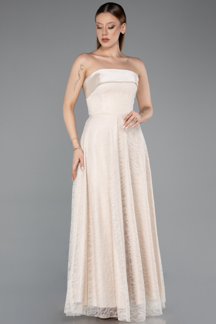 Long Beige Dantelle Evening Dress ABU5943