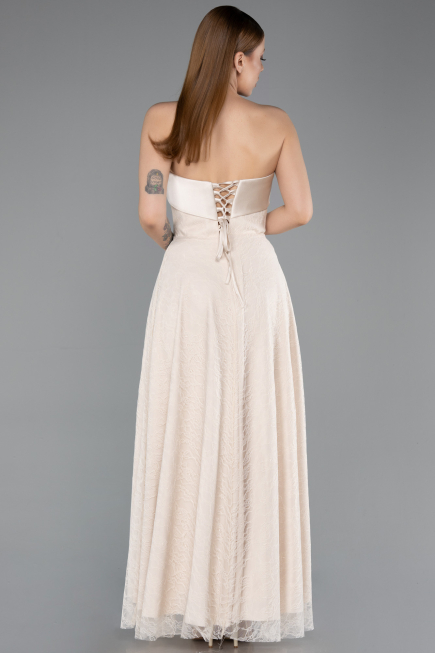Long Beige Dantelle Evening Dress ABU5943