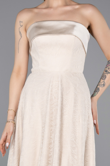 Long Beige Dantelle Evening Dress ABU5943
