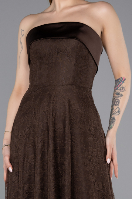 Long Brown Dantelle Evening Dress ABU5943