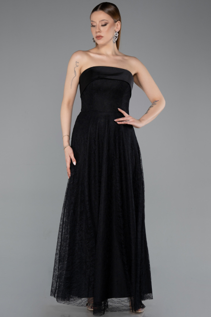 Long Black Dantelle Evening Dress ABU5943