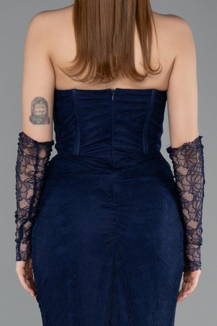 Long Navy Blue Dantelle Mermaid Prom Dress ABU5933